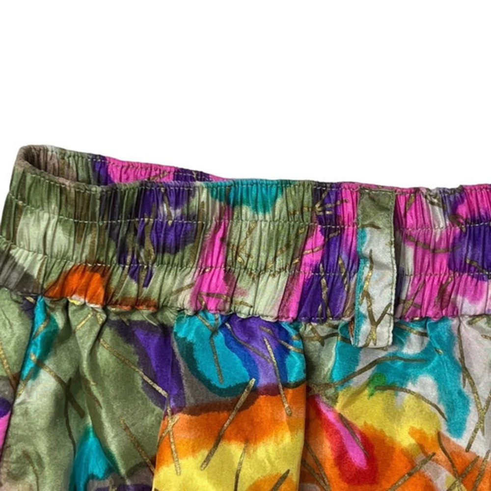 Vintage RESTLESS CLOTHIER 90s Silk Watercolor Floral Flowing Shorts Size M - Picture 8 of 11